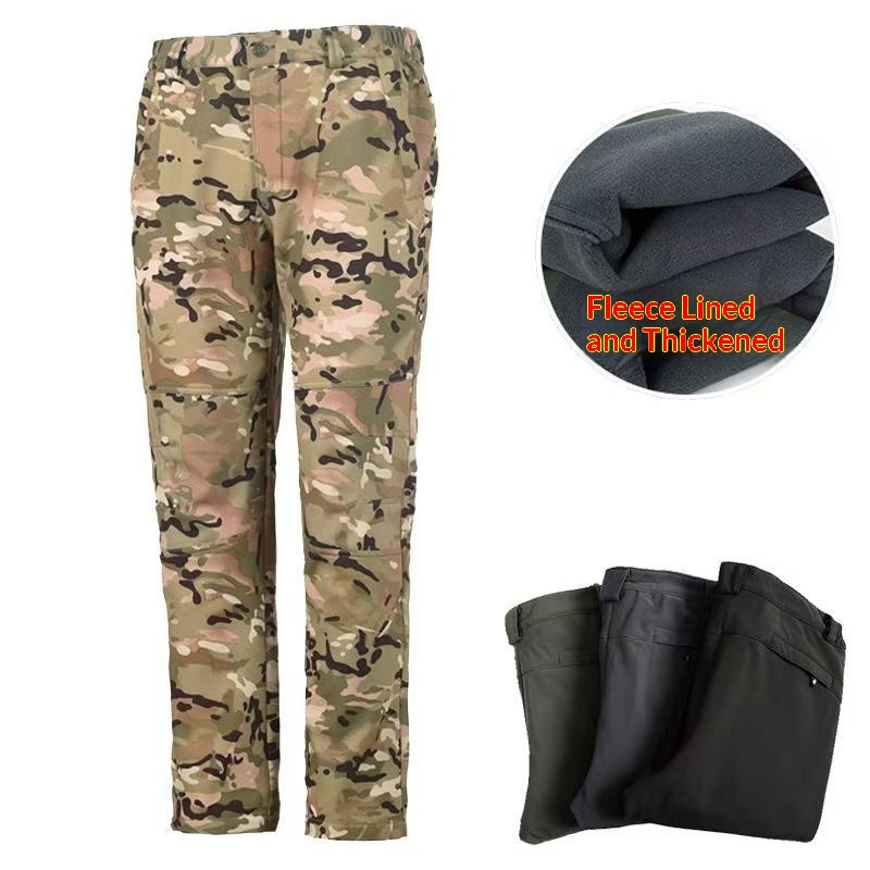 Men's Cold-Weather Tactical Pants Outdoor Softshell Hiking Trousers