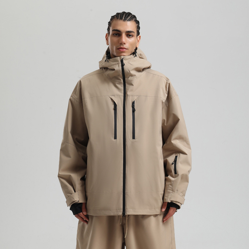 Men's Waterproof Breathable And Loose Zip Ski Suit Jacket