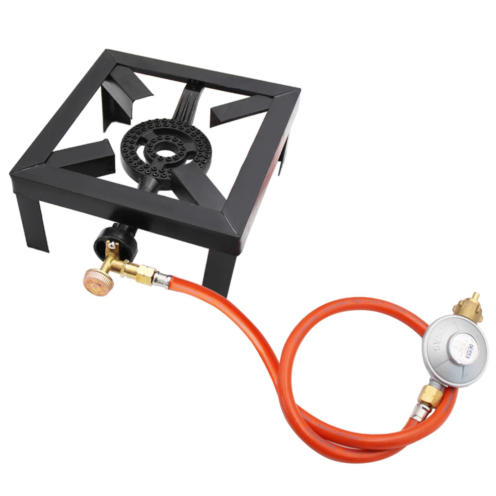 8KW Gas Boiling Ring Cast Iron Burner Large LPG Stove Outdoor Cooker Iron Frame Portable Fire Control Stove
