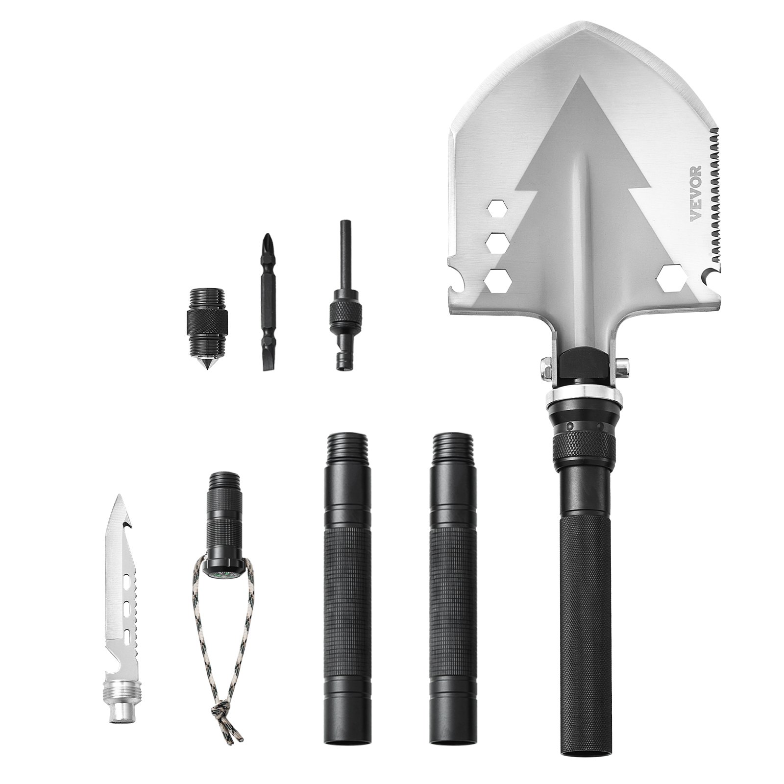 Survival Shovel, 11 In 1 Camping Shovel Folding Multitool, Military Grade Portable Compact Tactical Shovel, Multifunction For Off-Roading, Camping, Hiking, Outdoor, Survivalist And Emergency