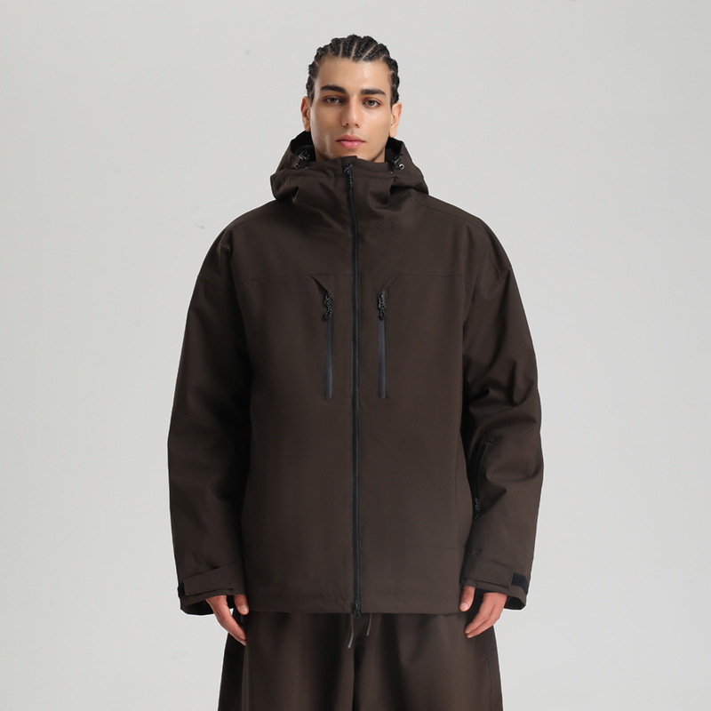 Men's Waterproof Breathable And Loose Zip Ski Suit Jacket
