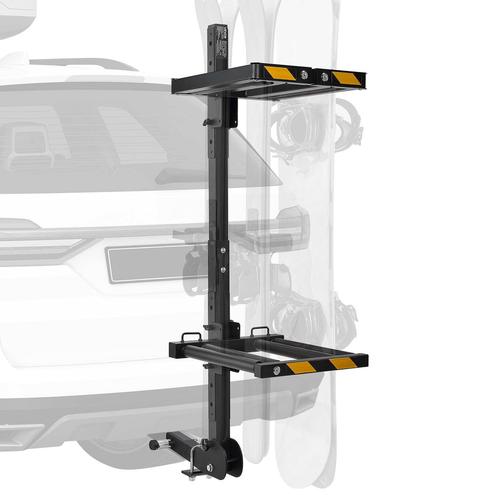 Skiboard Snowboard Dachträger Für Bis Zu 6 Paar Ski/4 Snowboards Abschließbarer Skidachträger Mit Sicherheitsgurt & Kippzugang Verstellbarer Skihalter Passend Für Die Anhängerkupplung